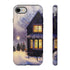 Glowing Homes in the Snow with Christmas Decorations - Impact Resistant Phone Case iPhone 8 Matte